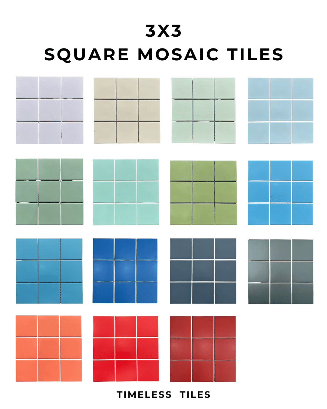 โมเสค TIMELESS TILES รุ่น 3X3 SQUARE MOSAIC TILES ขนาด 30X30 ซม. สีแดงไวน์ ผิวเงา_3